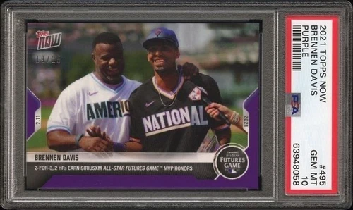 KEN GRIFFEY JR * PSA 10 * POP 1 * PURPLE /25 * 2021 TOPPS NOW BRENNEN DAVIS #495