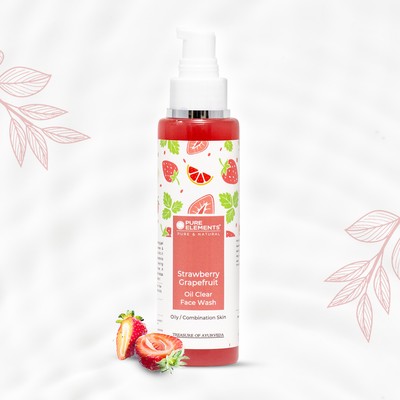 PURE ELEMENTS - Strawberry Grapefruit Oil Clear Face Wash Gel, 100% Herbal - ...