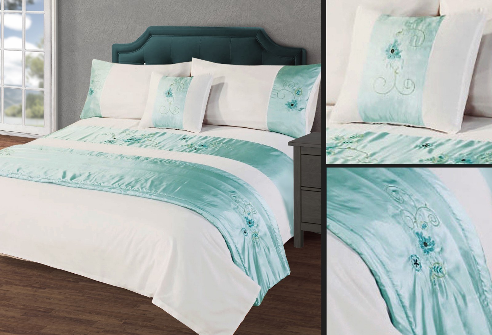 Complete Bedding Set Bed in Bag 5pc Duvet Cover Cushion Runner Luxury