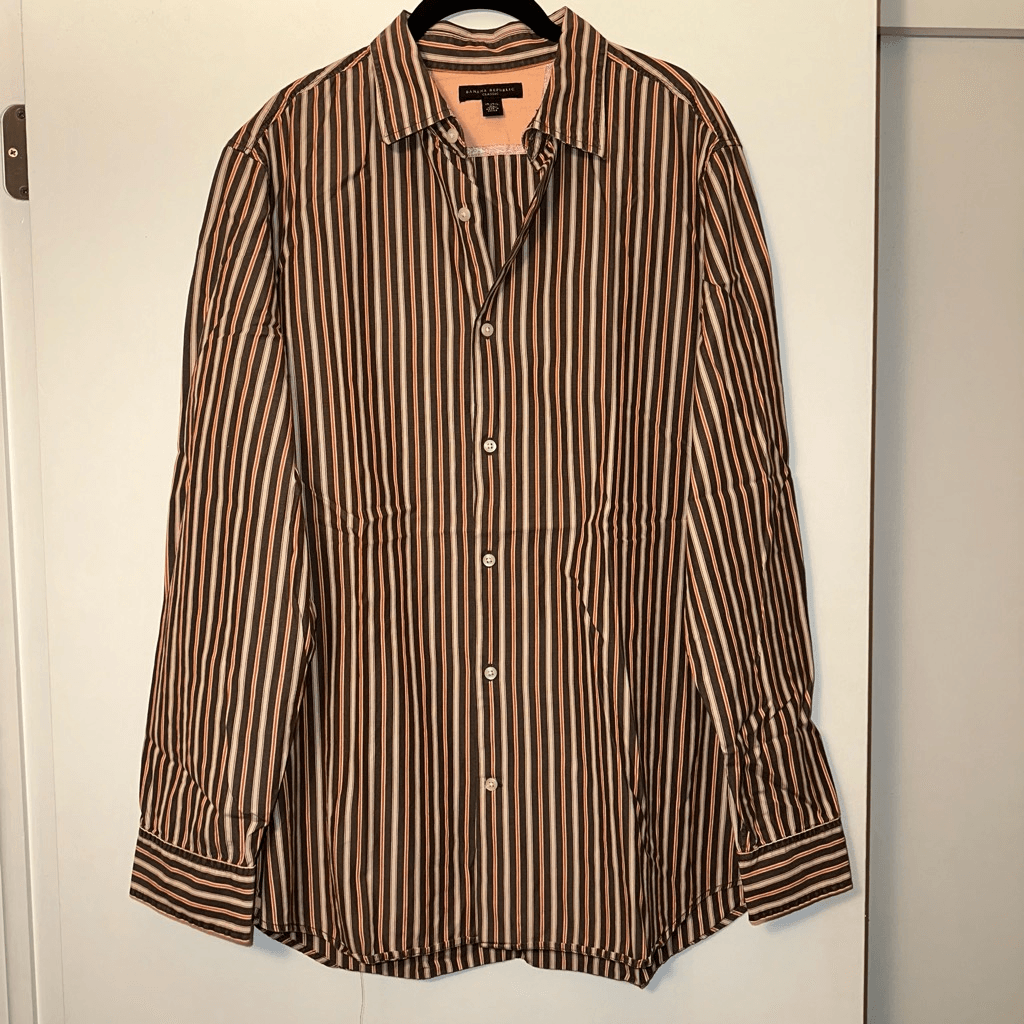 banana republic classic fit dress shirt Banana Republic Men’s Classic Fit Striped Button Up Dress Shirt Size XL