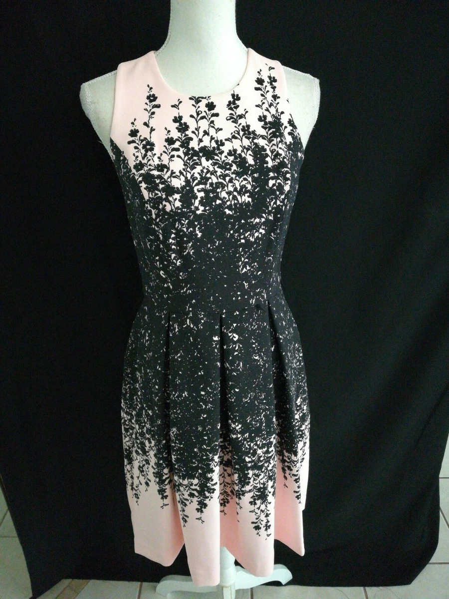 Luxe By Carmen Marc Valvo Floral Dress A-line Size 4 Tea Dress pink and  black | eBay