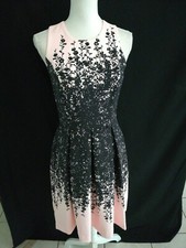 Luxe By Carmen Marc Valvo Floral Dress A-line Size 4 Tea Dress pink and black