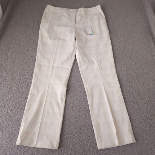 NWT Nike Golf Pant Womens 16 Beige High Rise Flat Front Plaid Dri-Fit Stretch