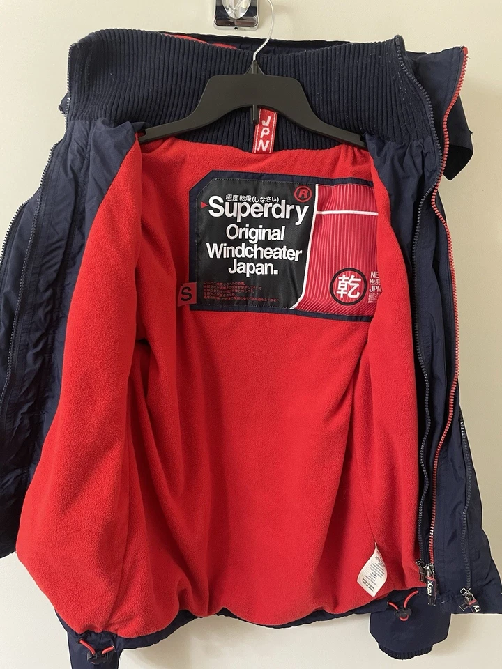 Superdry Original Windcheater Fleece Lined Three Zip Jacket Size Small - Image 3 of 4