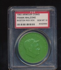 PSA 10  1960 Armour Coin   Frank Malzone   Red Sox  Green Version   Gem Mint