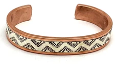 Navajo Wylie Sacatero Handmade Thick Copper & Sterling Silver Bracelet
