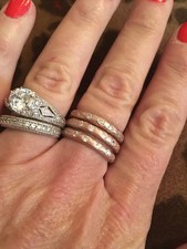 Set Of 3 Rose Gold Vermeil Sterling Silver CZ Stacking Designer Rings Size 8.5