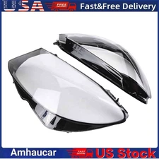Pair Front Headlight Lamp Lens Cover For Mercedes-Benz C Class W205 2015-2018