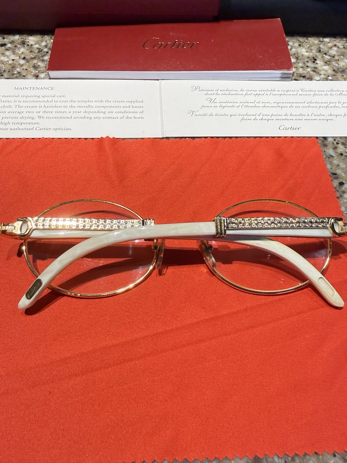 Authentic Vintage Cartier Round Gold Eyeglasses Jeweled Frames Rare Luxury image 3