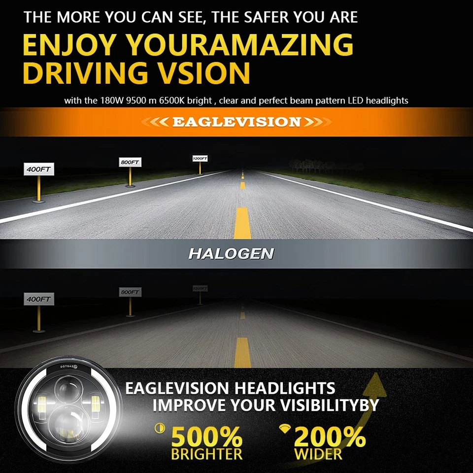 2x Faros LED redondos DOT de 7 pulgadas para camioneta Chevrolet G10 G20 1969-1974 Foto 4 de 4