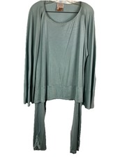 2X Pc Zonda Nellis Leggero Silk Jersey Tunic Pants Set Sage