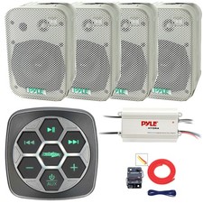 Metra Marine Boat 3-Zone Controller, 4x 5.25" 400W Speakers, 4-CH Amplifier, Kit