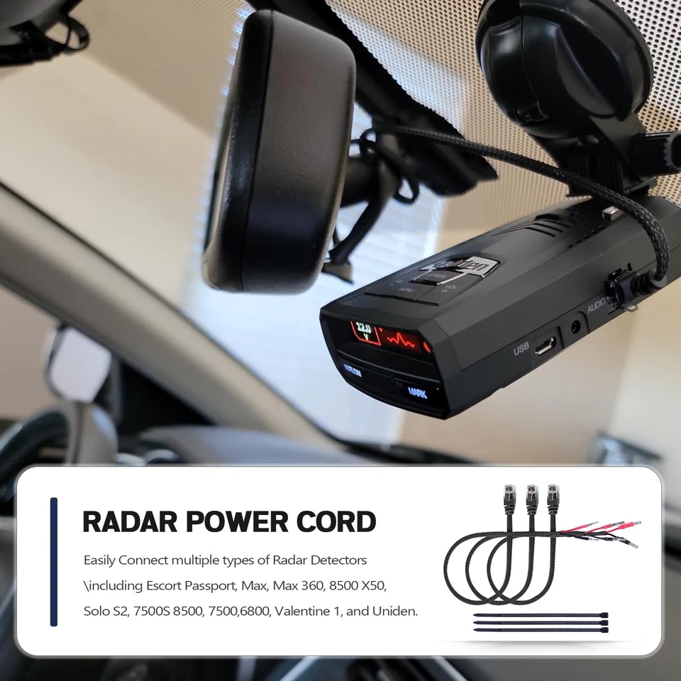 16.5" Radar Detector Hardwire Power Cord Mirror Wire Plug Tap Compatible with... - Image 2 of 4