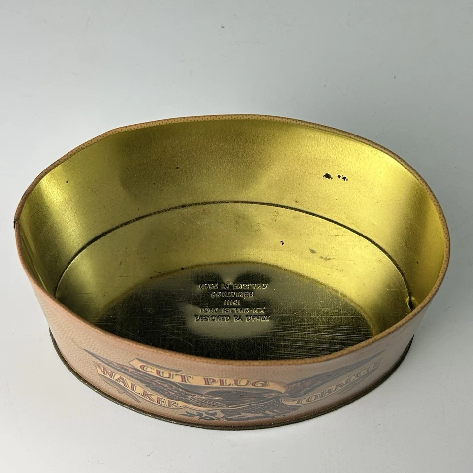 Lata de tabaco de metal ovalada tapón de corte universal T. Walker de colección Foto 4 de 4