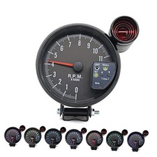 5" Tachometer Gauge Black 7 Colors Backlight Tachometer with Shift Light Peak
