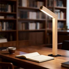 Wooden Desk Light ，Dimmable Desk Lamp for Home Office with USB Wireless Charg...