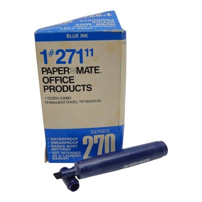 Paper Mate Series 270 Jumbo Permanent Chisel Tip Markers Blue Ink 11 Count