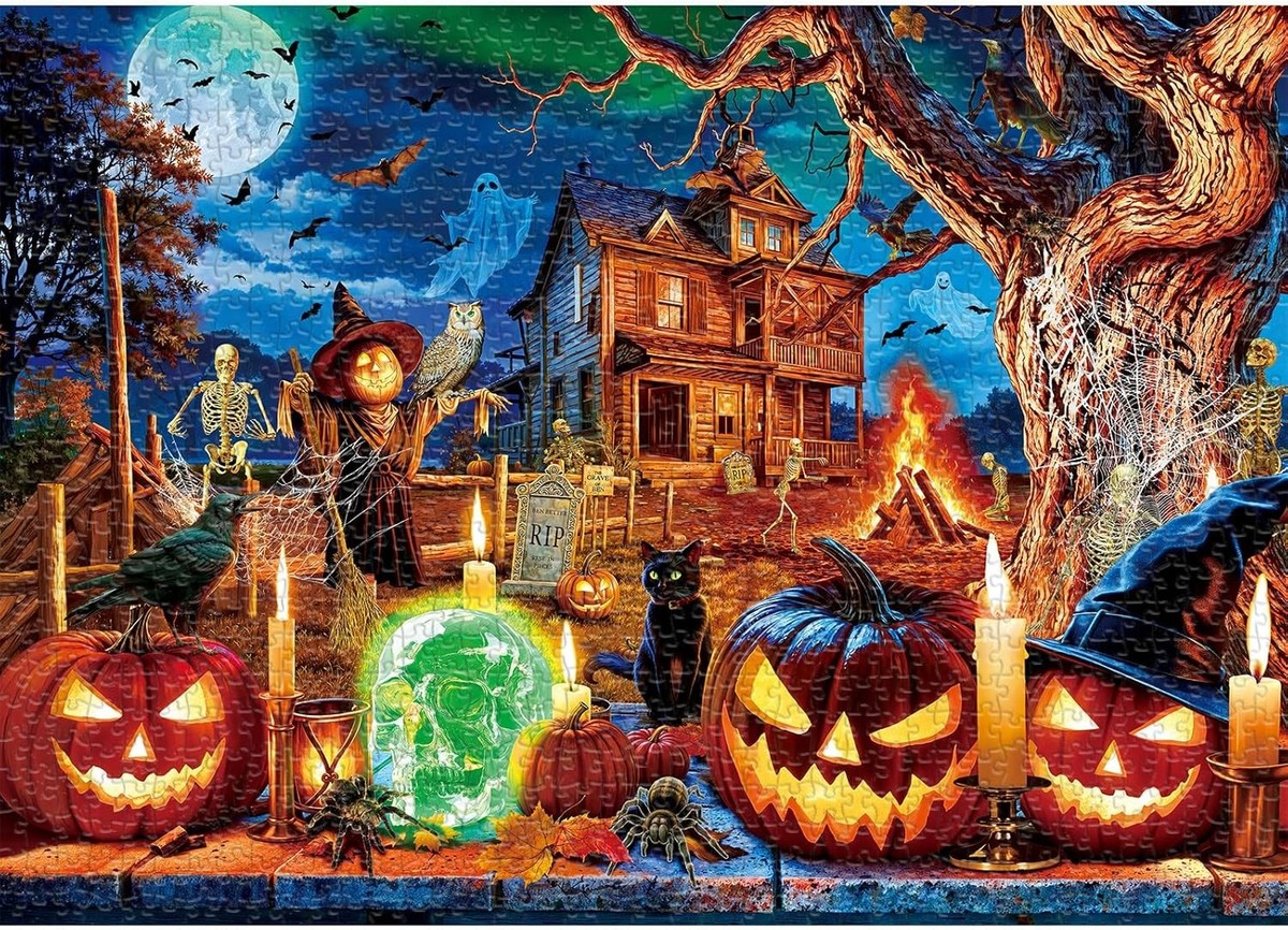 Pumpkin Halloween Puzzles, Puzzle 1000 Pezzi, Puzzle Per Adulti, Puzzle Paesaggi, Puzzle Stampa Di Alta Qualità 1000pcs (75x50cm