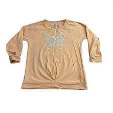 True Craft Butterfly Crochet Top Womens Xl Peach Fair Long Sleeve Gathered Front True Craft Butterfly Crochet Top Womens Xl Peach Fair Long Sleeve Gathered Front
