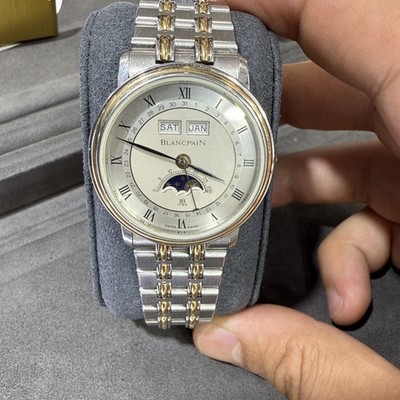 Blancpain Villeret Quantième Calendar Moonphase 34mm Steel 18k Gold 6595 