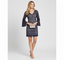 Lilly Pulitzer Women Navy Blue Lace Dress Size L Bell Sleeves Party Cocktail