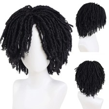 GNIMEGIL Mens Dreadlock Wig Black Curly Male Fake Dreads Loc 22.5 Inch