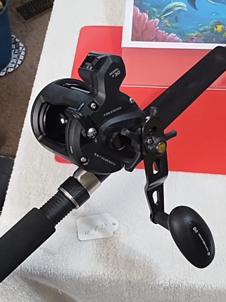 Caña de pescar de arrastre resistente Stik 6'6" MH 12-30 lb y carrete Bass Pro Shop Foto 3 de 4