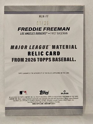 Topps 2026 LA Freddie Freeman Major League Material Orange 1/25