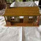Marx vintage Bar-M-Ranch Western log cabin playset building tin litho