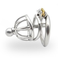 Stainless Steel Male Chastity Cage Device Small Metal Men's Locking Belt CC75