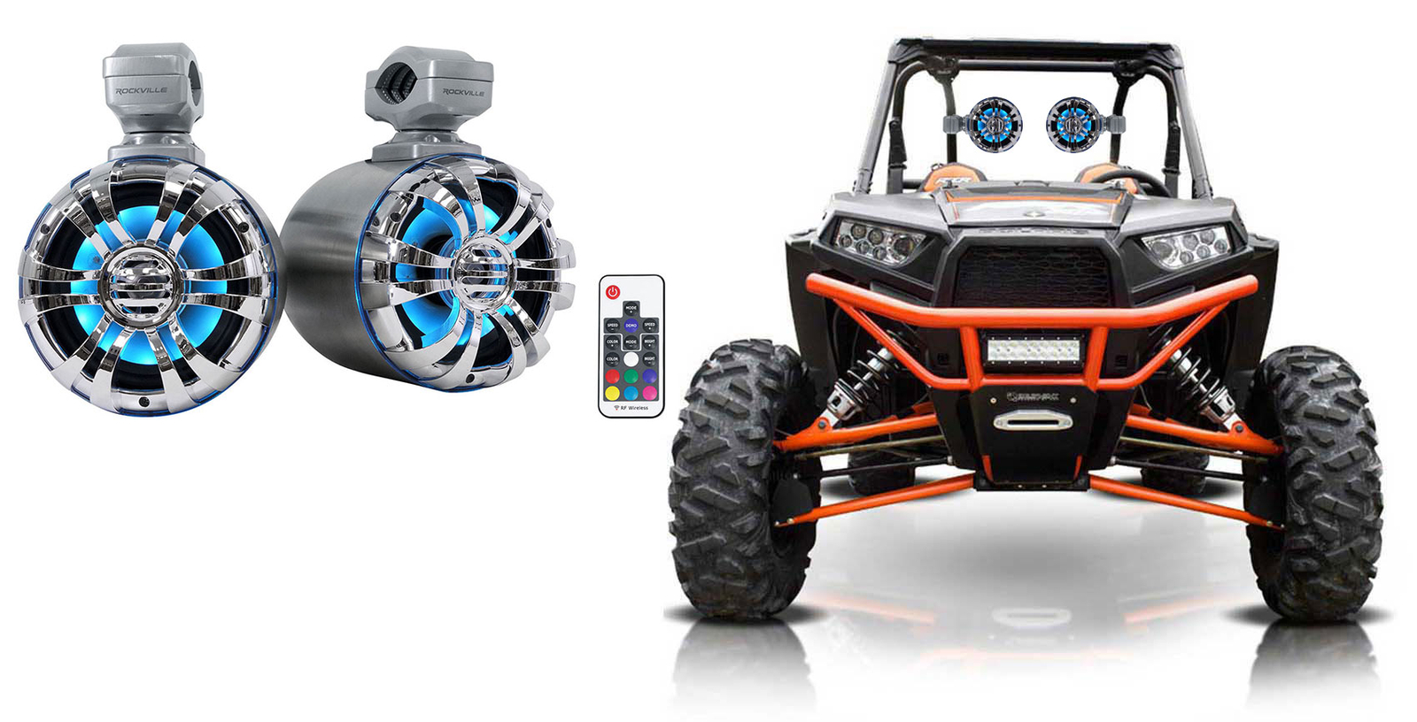 2 Светодиодные поворотные колонки Rockville WB50KLS SILVER 525 мощностью 250 Вт для RZRATVUTV