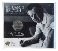 2013 50P - BENJAMIN BRITTEN FIFTY PENCE -BRILLIANT UNCIRCULATED - BU - COIN PACK
