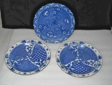 3 Vintage Takahashi Geometric / Floral Plates 7.5" 2 The same 1 different