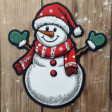 CUTE SNOWMAN iron-on PATCH embroidered APPLIQUE FROSTY WINTER HOLIDAY CRAFT