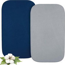 Bassinet Sheets for Mika Micky/Nordmiex Bedside Sleeper, Gray  Navy Blue