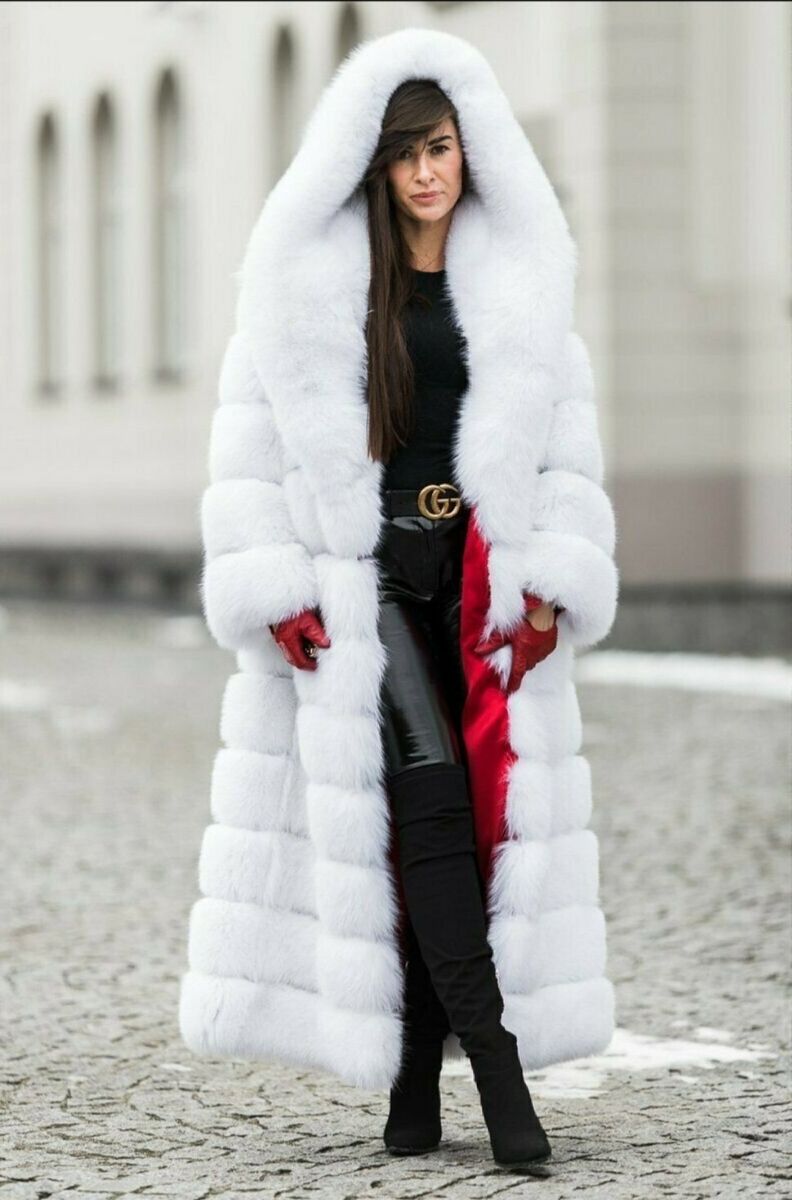 LUXURY WHITE fox Fur Full coat with Whole skins,long coat, luxury fur coat,