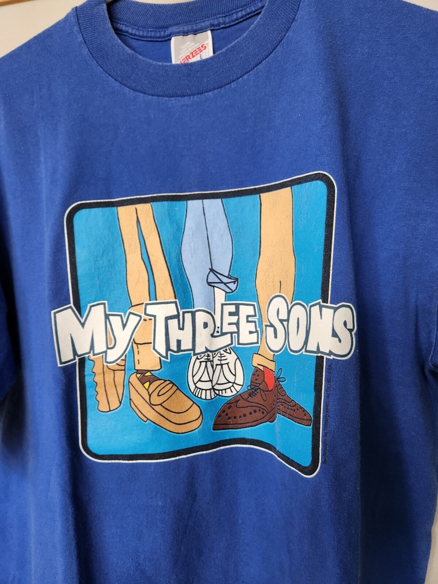 Vintage 90s My Three Sons 50s TV Show T Shirt Tee Blue Size Large L Jerzees View 3