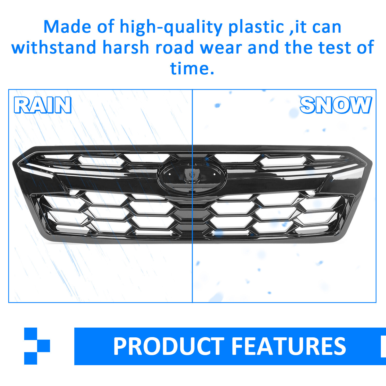 Front Upper Radiator Grille Assembly Glossy Black For 2018-2020 Subaru Crosstrek