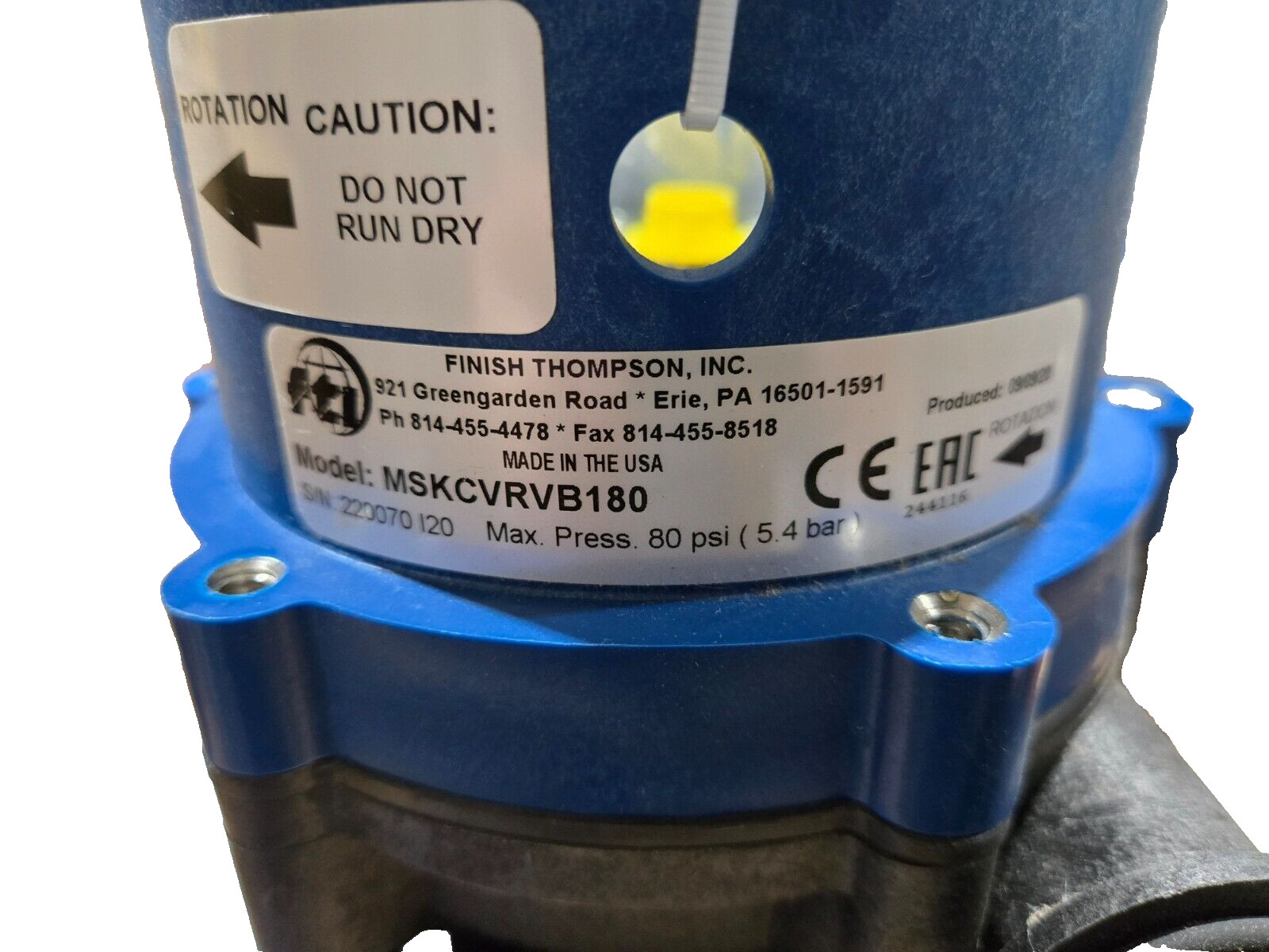 FINISH THOMPSON MSKC MULTI STAGE CENTRIFUGAL PUMP HEAD MSKCVRVB180 NEW