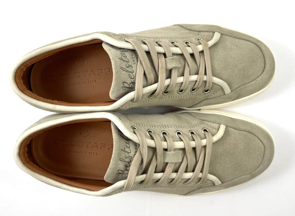 Belstaff Talla 8 Rally Parte Superior Baja Gamuza Cuero Con Cordones Tenis Zapatos Hueso $295 NUEVO Foto 3 de 4