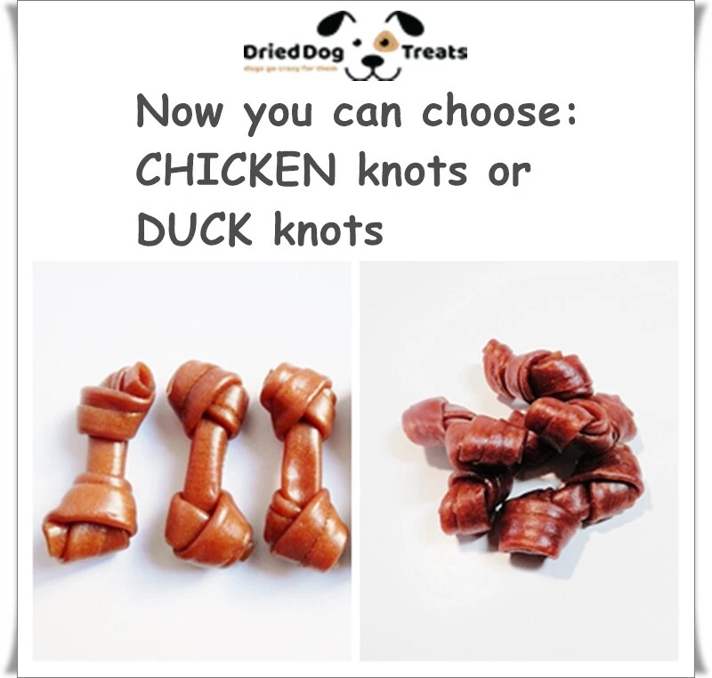 DriedDogTreats Soft Knots, 2 Flavours Chicken/Duck Doggy chews, TREATS, SNACKS
