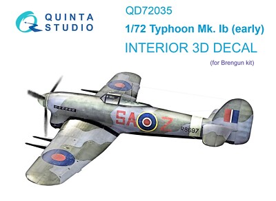 Quinta Studio QD72035 Interior 3D Decal Hawker Typhoon Mk.1b (Brengun kit) 1/72