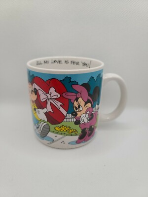 Disney All My Love Is For You Coffee Mug Mickey Minnie Mouse 10 oz Valentines