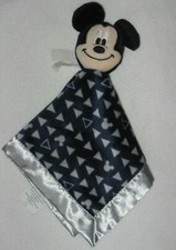 Mickey Mouse Security Blanket Baby Lovey Disney Navy Blue Gray Triangles