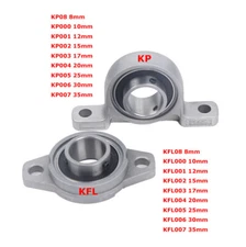 Zinc Alloy KP KFL Series Pillow Block Housing Bearings  8/10/12~30mm Bore Shaft