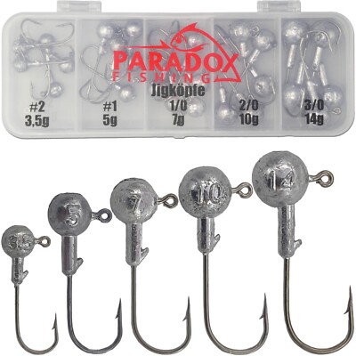 Paradox Fishing Jigköpfe Set (3,5g/5g/7g/10g/14g) 25-teilig je 5/4 Jighaken