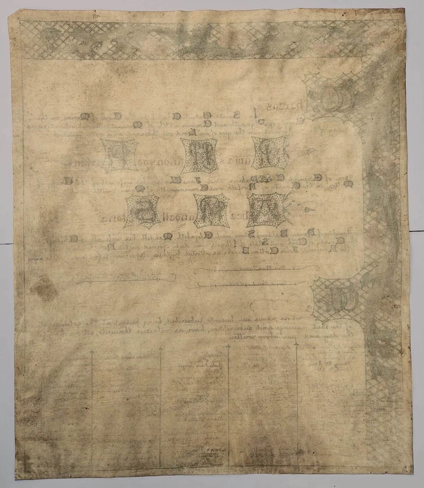 Large Vellum Parchment Handwritten Manuscript Legal Document Wedding c1900 - Image 2 of 4