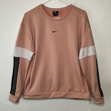 Nike Crewneck Sweatshirt Womens Size Small Pink Pockets Dri Fit Fleece Lined EUC