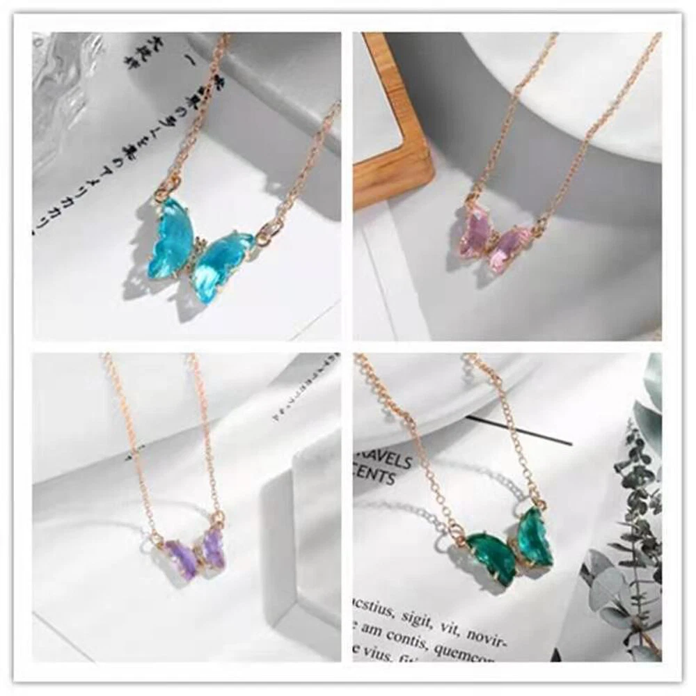 Lilac Crystal Butterfly Necklace