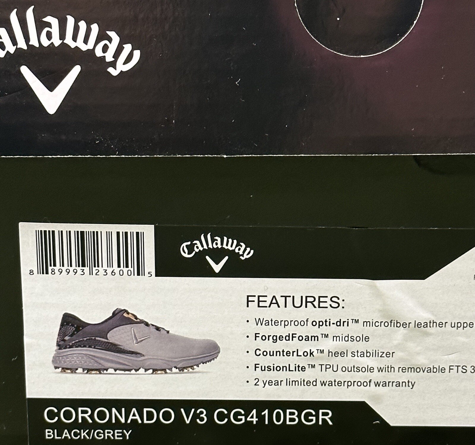 Callaway Coronado V3 Waterproof Golf Shoes Black/Grey Size 11 Medium New #85999